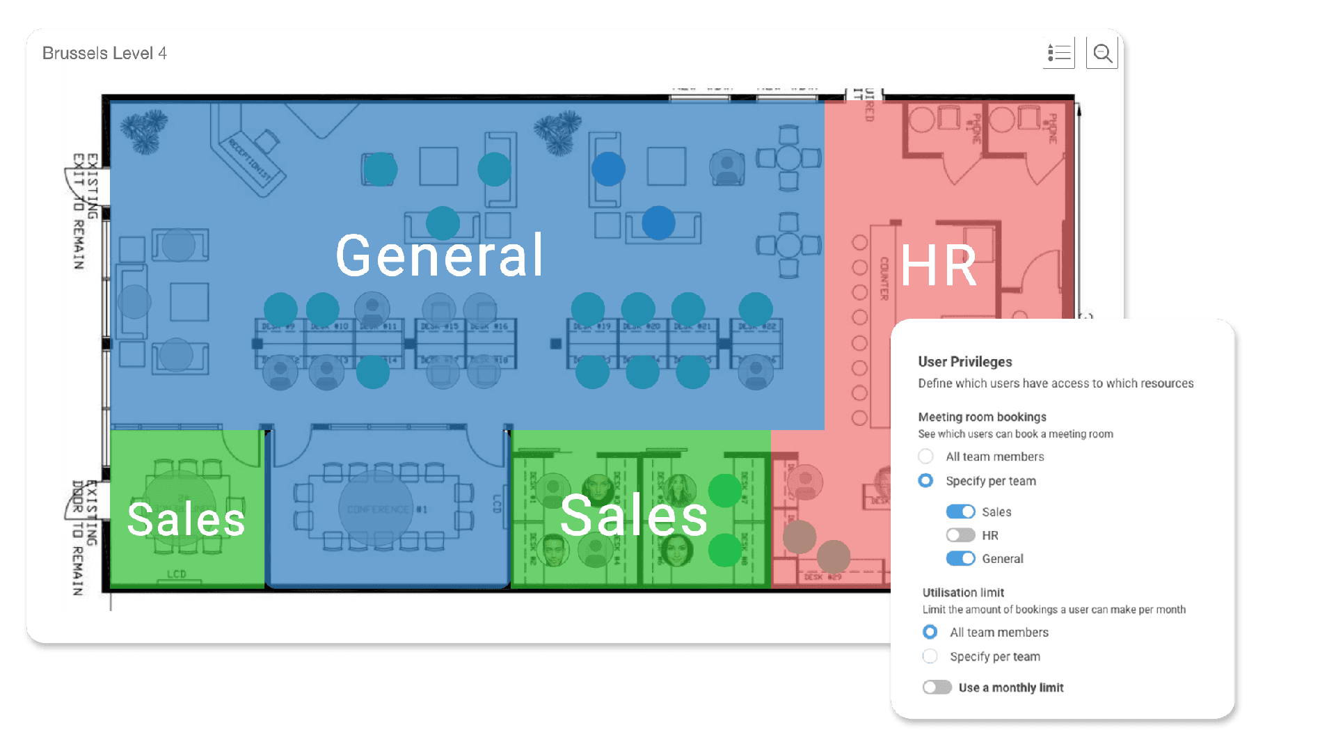Tribeloo - Desk booking software custom areas